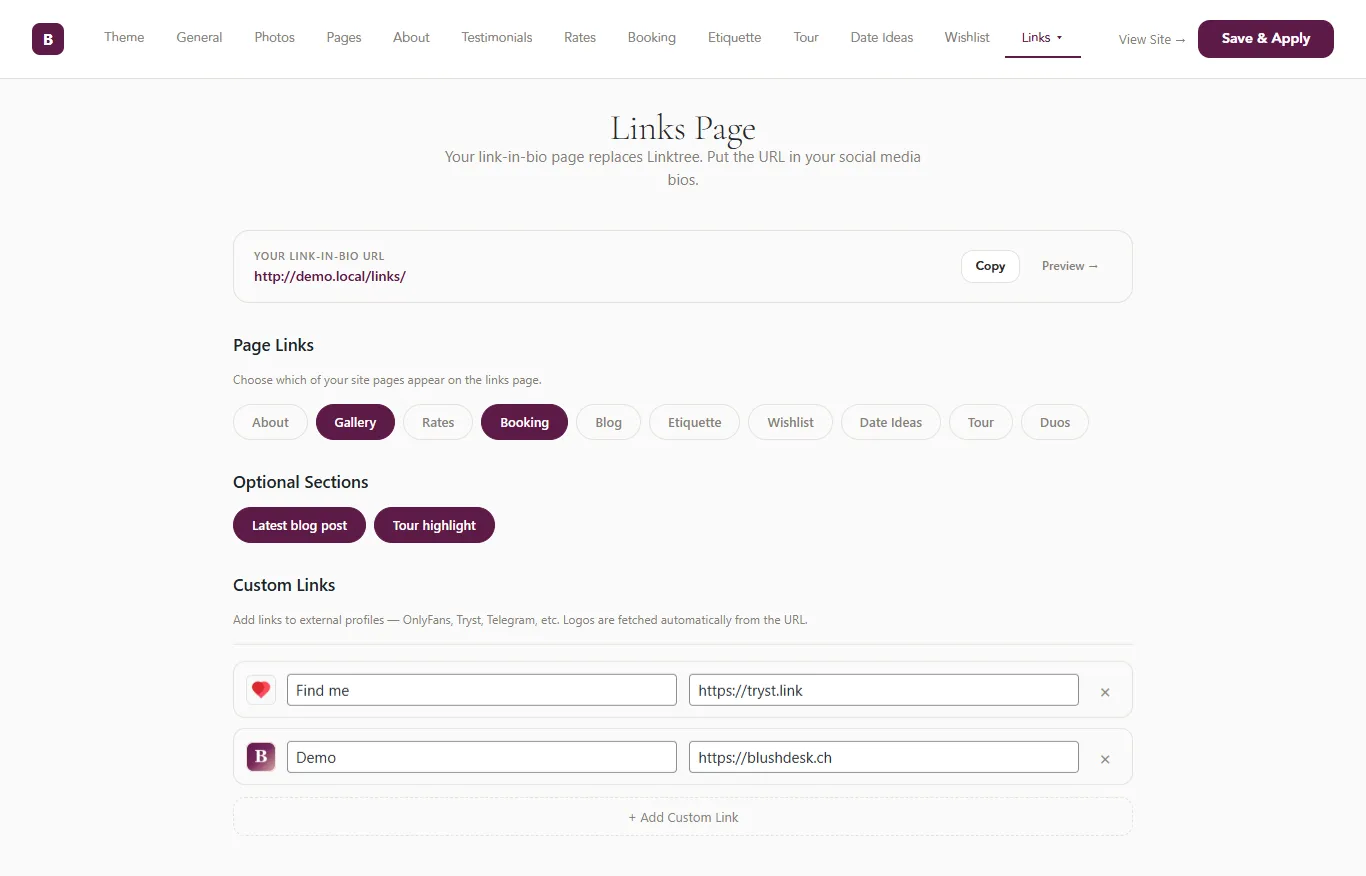 Links page setup — your ban-proof link-in-bio