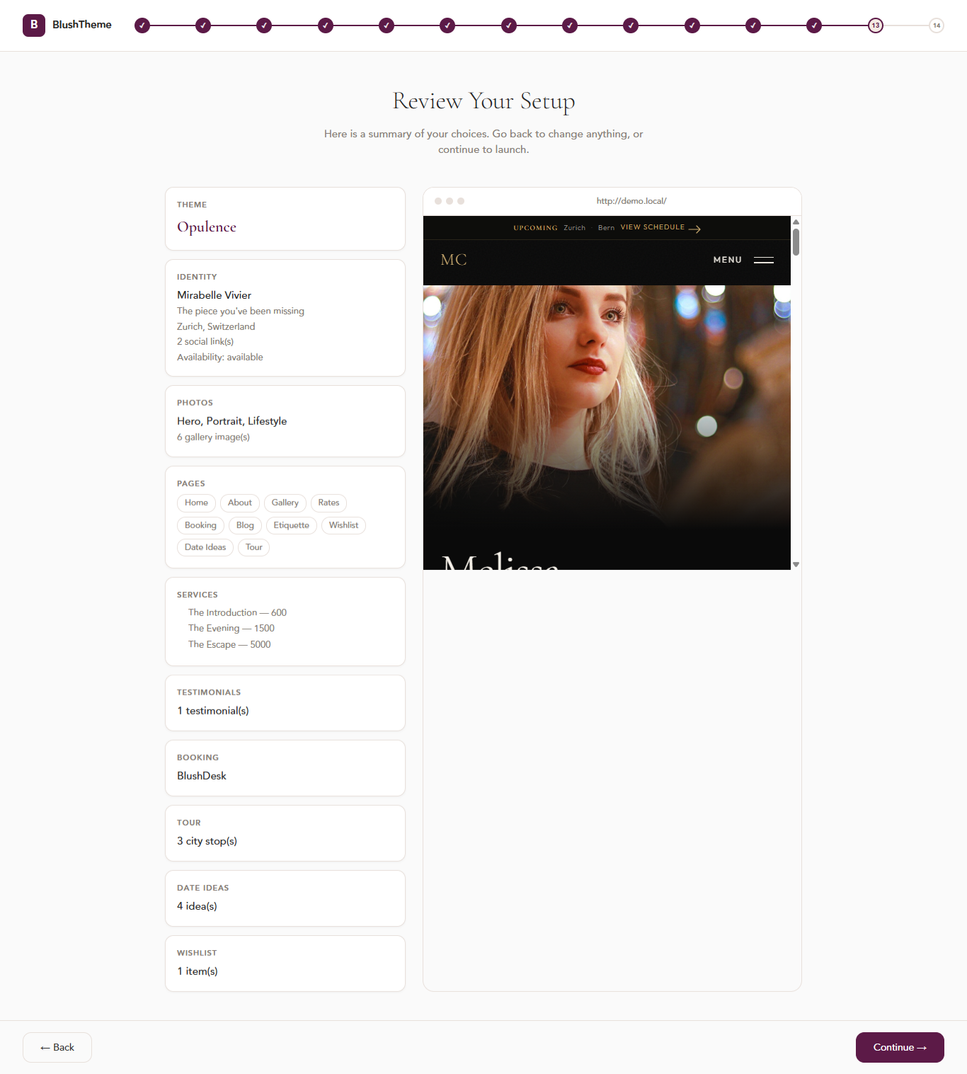 Review your site with a live preview before publishing